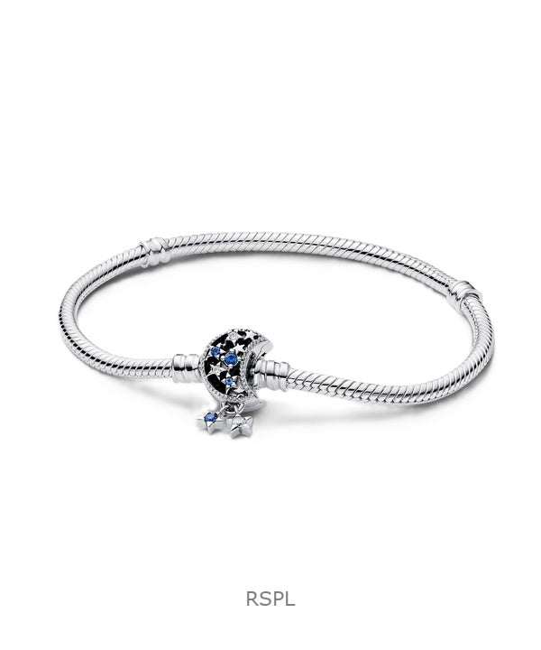 Bracciale Pandora Moments Sparkling Moon con zirconi cubici blu e bianchi P-592819C01-18 da donna