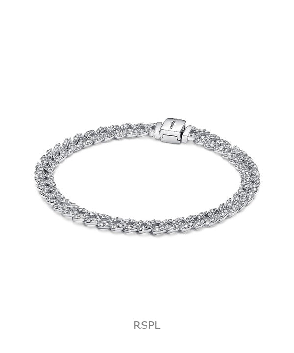 Bracciale Pandora Timeless Pave a catena cubana con zirconi cubici trasparenti P-593008C01-18 da donna