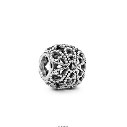 Charm Pandora a forma di fiore traforato con perline trasparenti P-791282 per donna