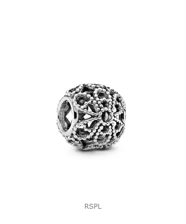 Charm Pandora a forma di fiore traforato con perline trasparenti P-791282 per donna