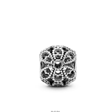 Charm Pandora a forma di fiore traforato con perline trasparenti P-791282 per donna