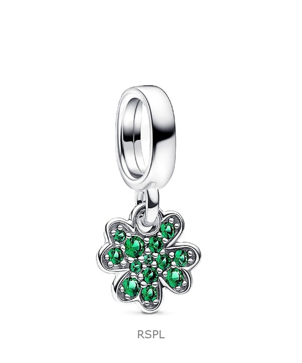 Pandora Moments - Ciondolo pendente a forma di quadrifoglio con cristalli verdi P-792751C01 da donna