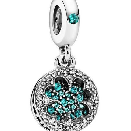 Pandora Argento Lucky Four Leaf Clover Ciondolo Zirconia cubica 797906NRGMX Per Donna