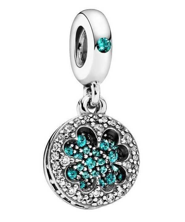 Pandora Argento Lucky Four Leaf Clover Ciondolo Zirconia cubica 797906NRGMX Per Donna