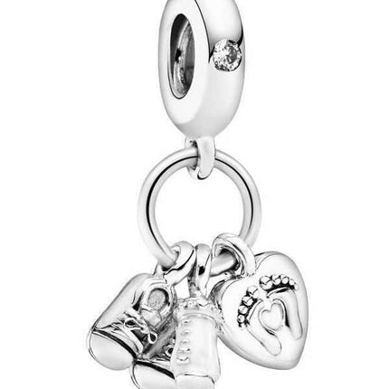 Charm pendente Pandora Baby Bottle and Shoes 798106CZ per donna