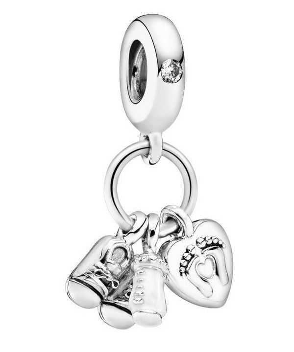 Charm pendente Pandora Baby Bottle and Shoes 798106CZ per donna