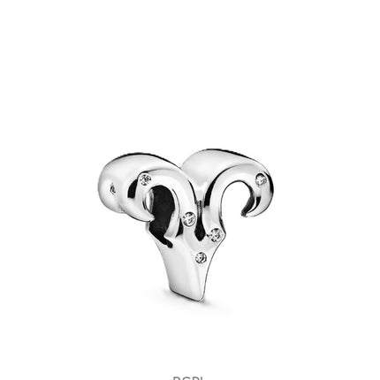 Charm Pandora scintillante dello zodiaco Ariete con zirconi cubici trasparenti P-798416C01 per donna