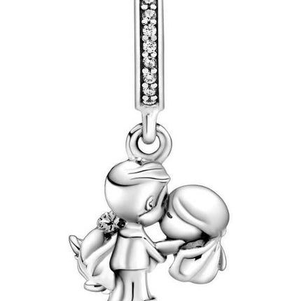 Pandora Coppia Sposata Sterling Silver Dangle Charm Con Zirconia Cubica Trasparente 798896C01 Per Le Donne