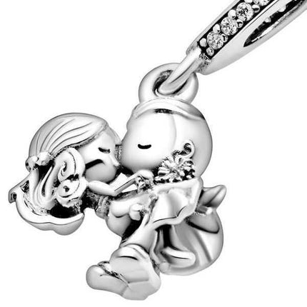 Pandora Coppia Sposata Sterling Silver Dangle Charm Con Zirconia Cubica Trasparente 798896C01 Per Le Donne