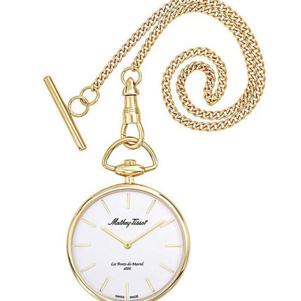 Orologio da tasca unisex Mathey-Tissot in acciaio inossidabile color oro con quadrante bianco al quarzo P2PI