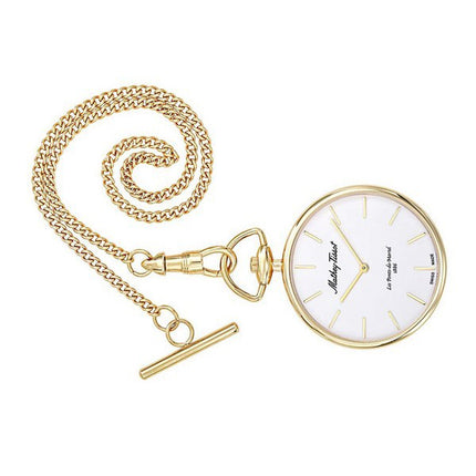Orologio da tasca unisex Mathey-Tissot in acciaio inossidabile color oro con quadrante bianco al quarzo P2PI