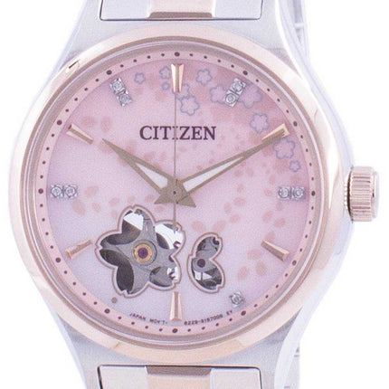 Orologio da donna Citizen Automatic Sakura Special Edition Open Heart PC1016-81D Diamond Accents 100M
