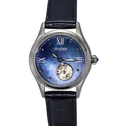 Orologio da donna automatico PR1041-18N con quadrante a cuore aperto in madreperla blu con cinturino in pelle Citizen Luna