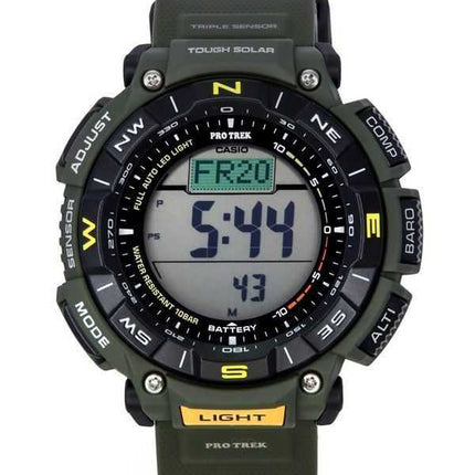 Orologio da uomo Casio Pro Trek digitale verde con cinturino in resina a base biologica Tough Solar PRG-340-3 100M