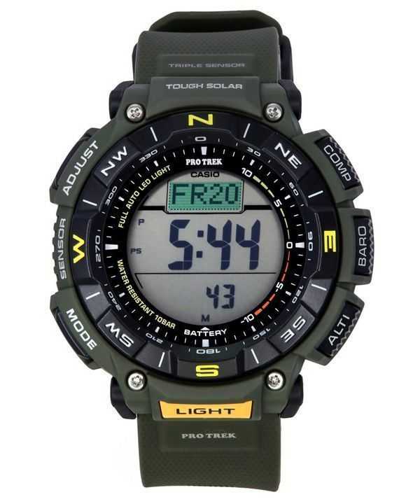 Orologio da uomo Casio Pro Trek digitale verde con cinturino in resina a base biologica Tough Solar PRG-340-3 100M