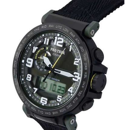 Orologio da uomo Casio ProTrek analogico digitale in resina e tessuto a base biologica quadrante verde solare PRG-601YB-3 100M