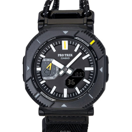 Orologio da uomo Casio Pro Trek Analog Digital Smartphone Link con cinturino in tessuto quadrante nero Solar PRJ-B001B-1 100M