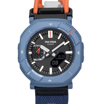 Casio Pro Trek Hiker Line Analog Digital Mobile Link Cinturino in tessuto Quadrante grigio Tough Solar PRJ-B001B-2 100M Orologio