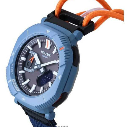 Casio Pro Trek Hiker Line Analog Digital Mobile Link Cinturino in tessuto Quadrante grigio Tough Solar PRJ-B001B-2 100M Orologio