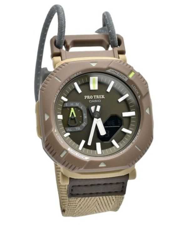 Casio Pro Trek Analog Digital Smartphone Link Cinturino in tessuto Quadrante verde Tough Solar PRJ-B001B-5 100M Orologio unisex