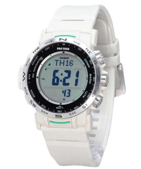 Casio ProTrek Climber Line Digitale Bianco Cinturino in Resina a Base Biologica Tough Solar PRW-35-7 100M Orologio da Uomo