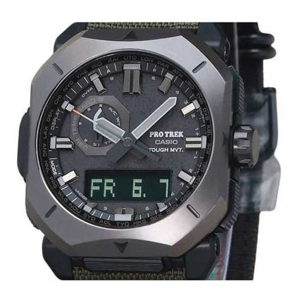Casio ProTrek Analog Digital Green Cordura Cloth Strap Grey Dial Tough Solar PRW-6900YB-3 100M Orologio da uomo