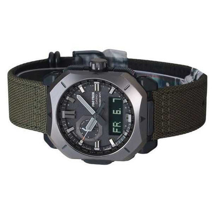 Casio ProTrek Analog Digital Green Cordura Cloth Strap Grey Dial Tough Solar PRW-6900YB-3 100M Orologio da uomo