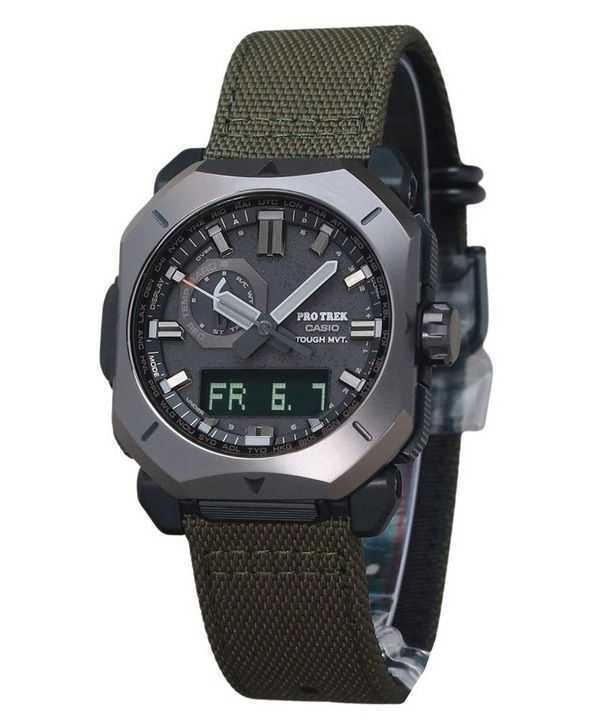 Casio ProTrek Analog Digital Green Cordura Cloth Strap Grey Dial Tough Solar PRW-6900YB-3 100M Orologio da uomo