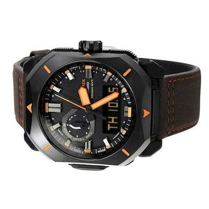 Casio ProTrek Analog Digital Cinturino in pelle marrone Quadrante grigio Tough Solar PRW-6900YL-5 Orologio da uomo 100M