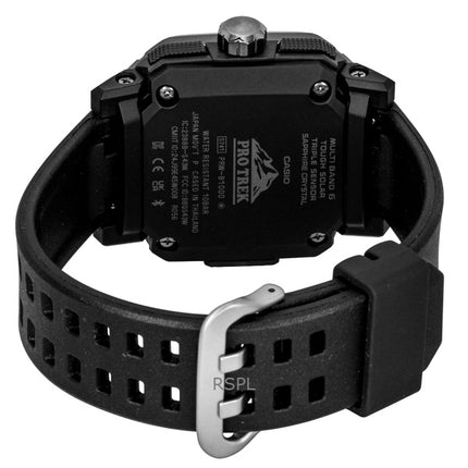 Orologio da uomo Casio Pro Trek Analog Digital Smartphone Link con cinturino in gomma nera e quadrante nero Solar PRW-B1000-1 100M