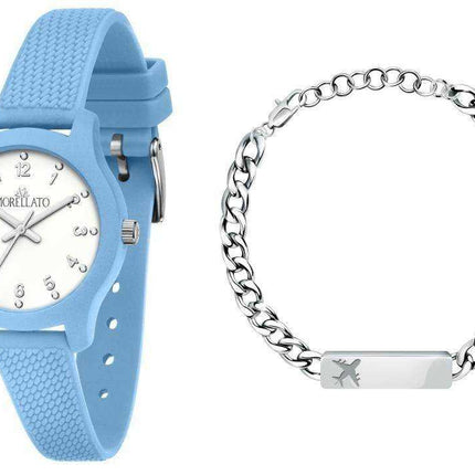 Morellato morbido quadrante bianco cinturino in silicone al quarzo R0151163010 con set regalo orologio da uomo