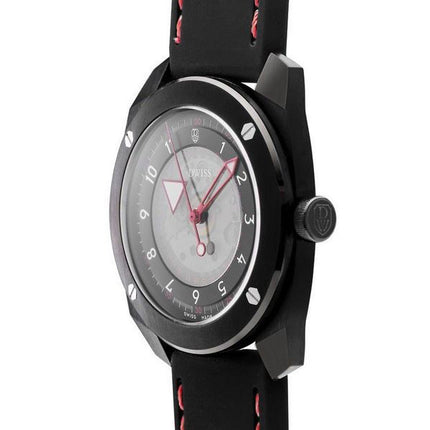 DWISS R2 Floating Hours Display cinturino in caucciù quadrante scheletro nero orologio da uomo automatico R2-BB-RUBBER 100M