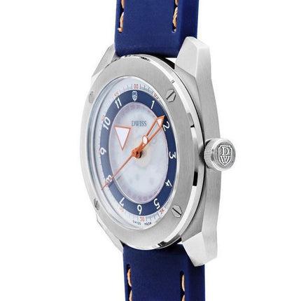 DWISS R2 Floating Hours Display cinturino in caucciù quadrante scheletrato blu e bianco orologio da uomo automatico R2-SL-RUBBER