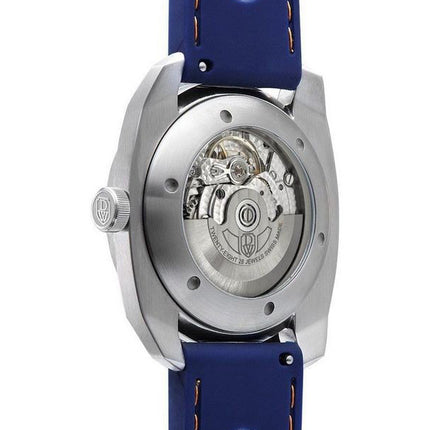 DWISS R2 Floating Hours Display cinturino in caucciù quadrante scheletrato blu e bianco orologio da uomo automatico R2-SL-RUBBER