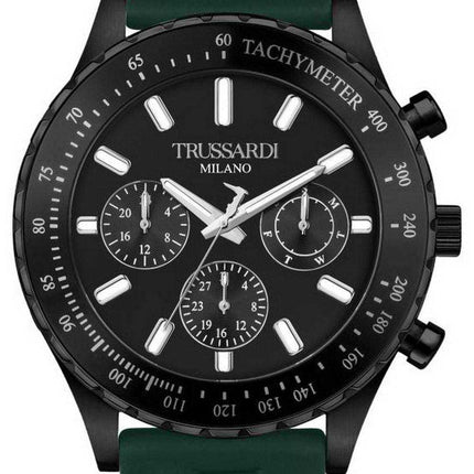 Orologio Trussardi T-Logo Tachimetro Quadrante Nero Cinturino in Silicone Quarzo R2451148002 Uomo