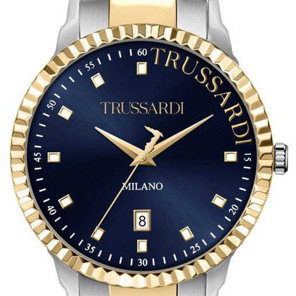 Orologio da uomo Trussardi T-Bent Blue Dial Two Tone Stainless Steel Quartz R2453141001