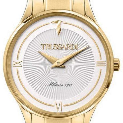 Orologio da uomo Trussardi Gold Edition quadrante bianco tono oro in acciaio inossidabile al quarzo R2453149503