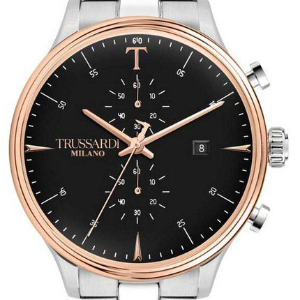 Orologio da uomo Trussardi T-Complicity Chronograph quadrante nero in acciaio inossidabile al quarzo R2473630002