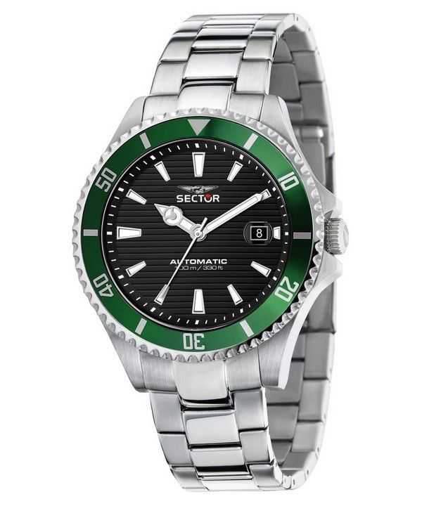 Orologio da uomo Sector 230 automatico in acciaio inossidabile con quadrante nero automatico R3223161008 100M
