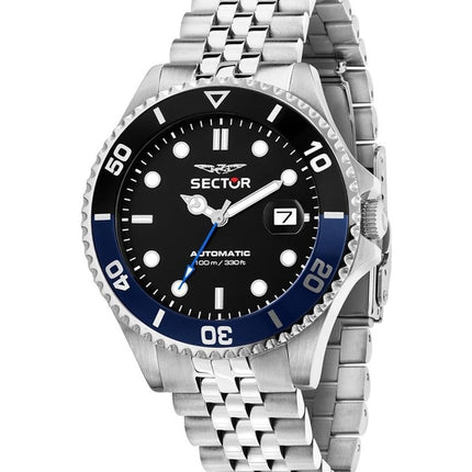 Orologio da uomo Sector 230 in acciaio inossidabile con quadrante nero automatico R3223161016 100M