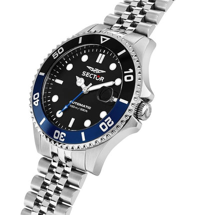 Orologio da uomo Sector 230 in acciaio inossidabile con quadrante nero automatico R3223161016 100M