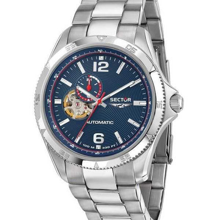 Orologio da uomo Sector 650 Automatico in acciaio inossidabile a cuore aperto con quadrante blu automatico R3223231001 100M