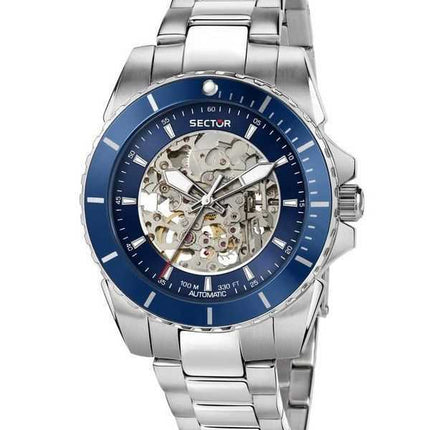 Orologio da uomo Sector 450 Automatico in acciaio inossidabile scheletro quadrante blu automatico R3223276003 100M
