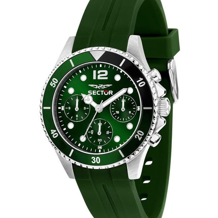 Sector 230 multifunzione cinturino in silicone quadrante verde al quarzo R3251161051 100M orologio da uomo