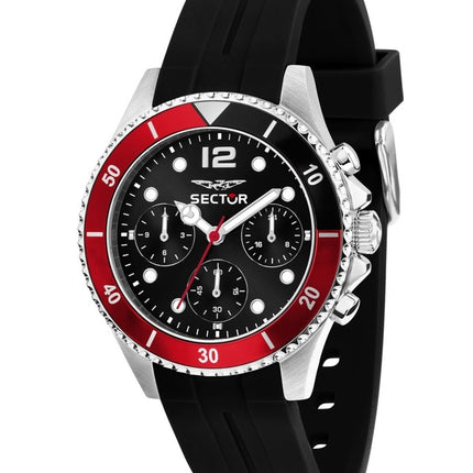 Sector 230 multifunzione cinturino in silicone quadrante nero al quarzo R3251161053 100M orologio da uomo