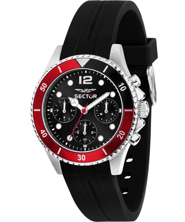 Sector 230 multifunzione cinturino in silicone quadrante nero al quarzo R3251161053 100M orologio da uomo