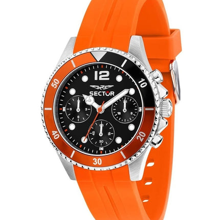 Sector 230 multifunzione cinturino in silicone quadrante nero al quarzo R3251161054 100M orologio da uomo