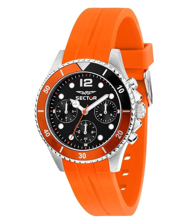 Sector 230 multifunzione cinturino in silicone quadrante nero al quarzo R3251161054 100M orologio da uomo