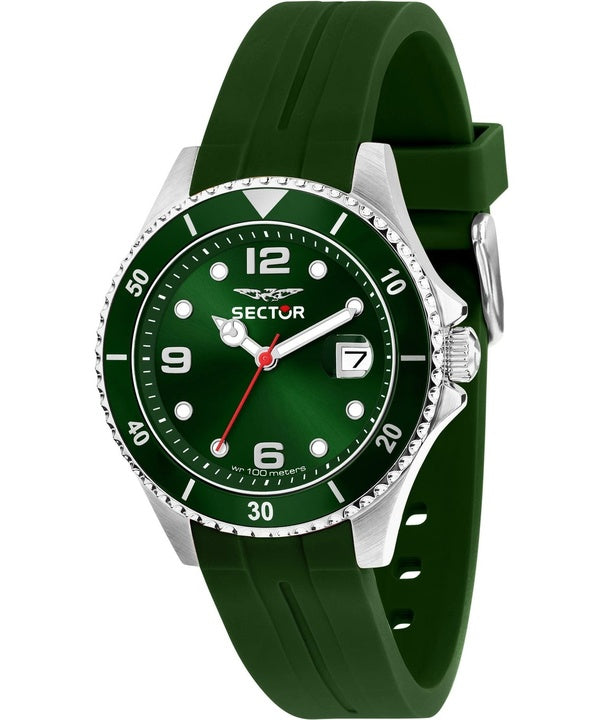 Orologio da uomo Sector 230 con cinturino in silicone e quadrante verde al quarzo R3251161055 100M