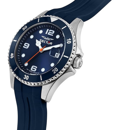 Orologio da uomo Sector 230 con cinturino in silicone e quadrante blu al quarzo R3251161056 100M